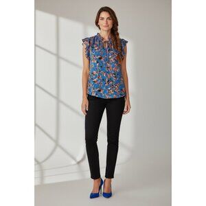 Notations Women's Blue & Orange Casual Top